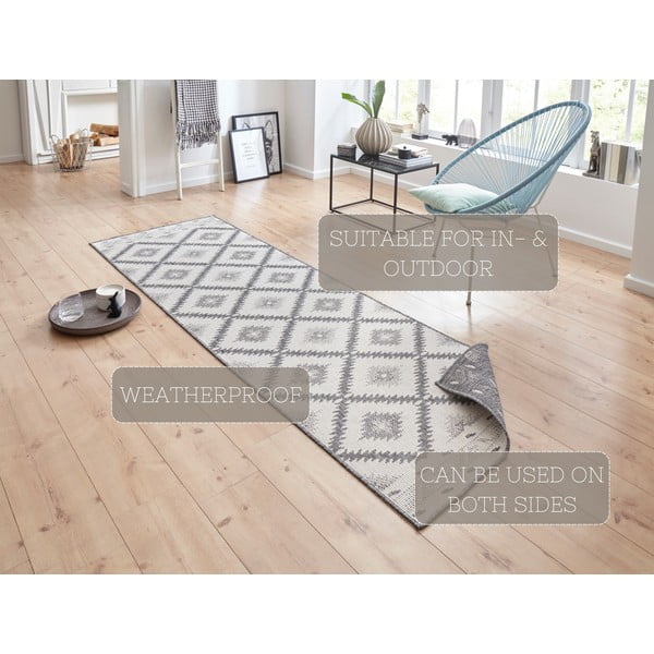 Tappeto da esterno grigio e crema , 80 x 250 cm Malibu - NORTHRUGS-image-4