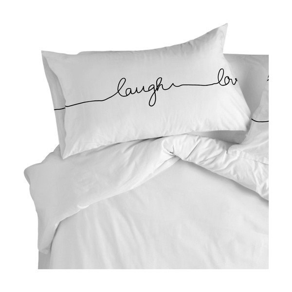 Set di 2 federe in cotone, 50 x 75 cm Live - Blanc-image-1