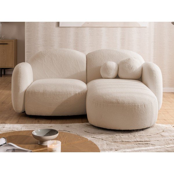 Divano angolare marrone chiaro (con penisola a destra/con chaise lounge) con rivestimento in bouclé Orbit – Ropez-image-1