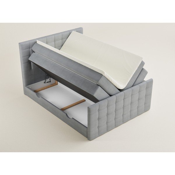 Letto boxspring grigio con contenitore 200x200 cm Tasca – Maison de Rêve-image-3