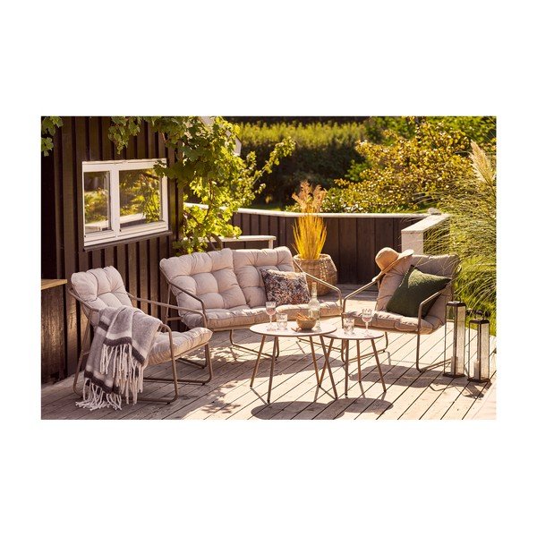 Set di mobili da giardino beige imbottito per 4 persone Nilo – House Nordic-image-1