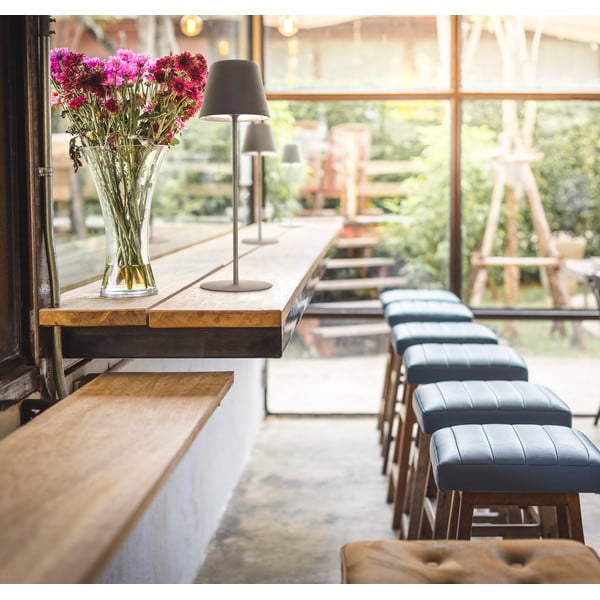 Lampada da tavolo dimmerabile a LED grigia con sensore di movimento e paralume in metallo (altezza 38 cm) Consenza - Fischer & Honsel-image-1