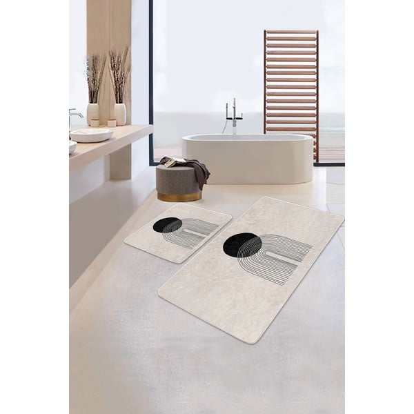 Tappeti da bagno beige in set da 2 100x60 cm - Minimalist Home World-image-2