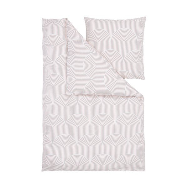 Lenzuolo singolo in cotone ranforce rosa e bianco Arcs, 155 x 220 cm - Westwing Collection