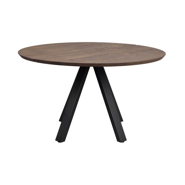 Tavolo da pranzo rotondo marrone scuro con piano in rovere ø 130 cm Carradale - Rowico-image-2