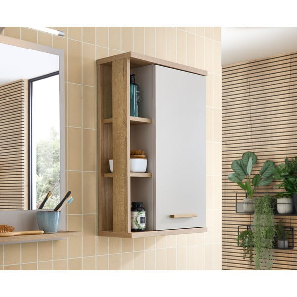 Mobile per bagno color crema con effetto rovere da appendere 50,5x74,5 cm Quickset 966 – Pelipal-image-3