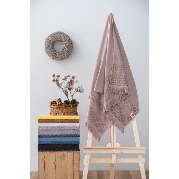 Telo da bagno in cotone beige 150x75 cm Twins - Foutastic-image-1