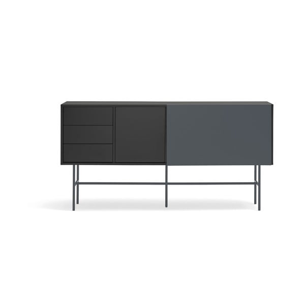 Cassettiera bassa nero-antracite con ante scorrevoli 180x91 cm Nube - Teulat