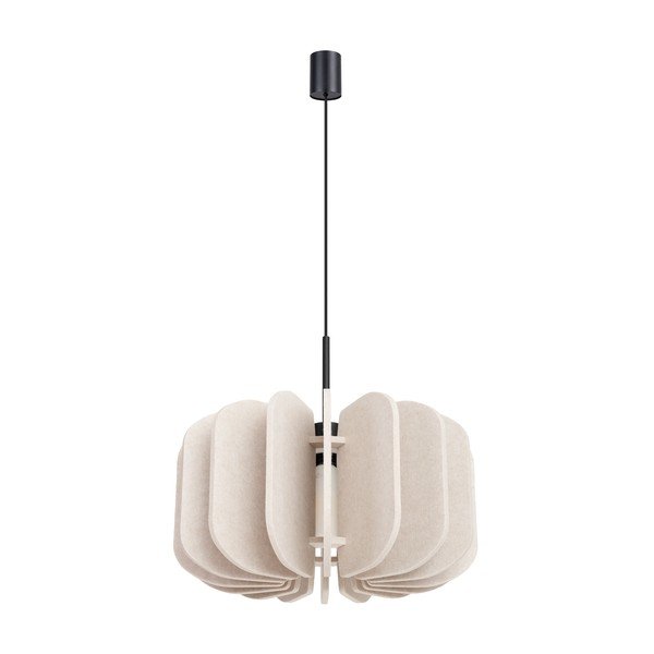 Lampadario beige in metallo con paralume in tessuto ø 45 cm Elom – Sollux