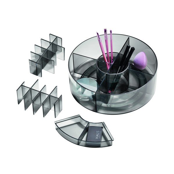 Organizzatore da bagno nero opaco per cosmetici in plastica riciclata Cosmetic Carousel - iDesign-image-2