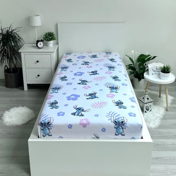 Lenzuolo con angoli per bambini in cotone per letto singolo 90x200 cm Lilo and Stitch – Jerry Fabrics-image-1