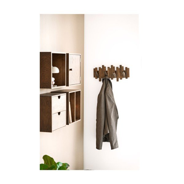 Attaccapanni da parete marrone scuro in rovere massiccio 40 cm Caltra – House Nordic-image-1