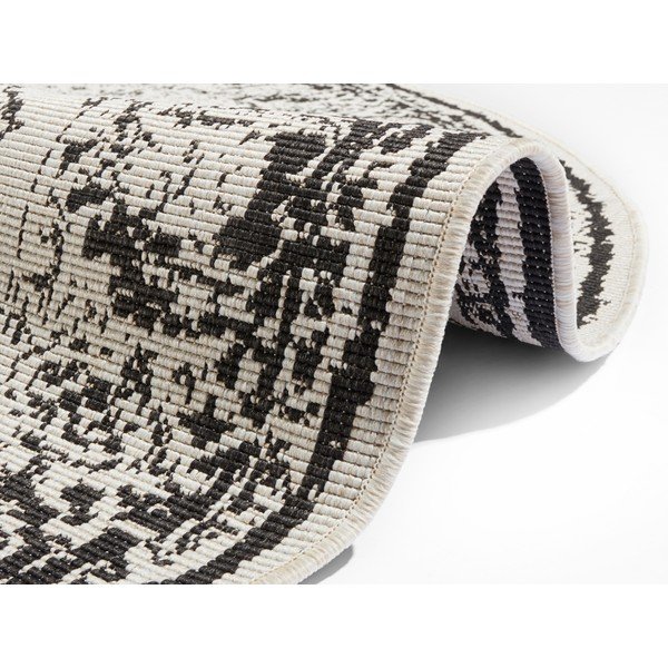 Tappeto da esterno nero e crema , ø 140 cm Borbon - NORTHRUGS-image-3