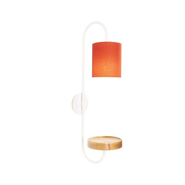 Lampada da parete in metallo bianco con paralume rosso Opviq luci Marylena - Opviq lights-image-2