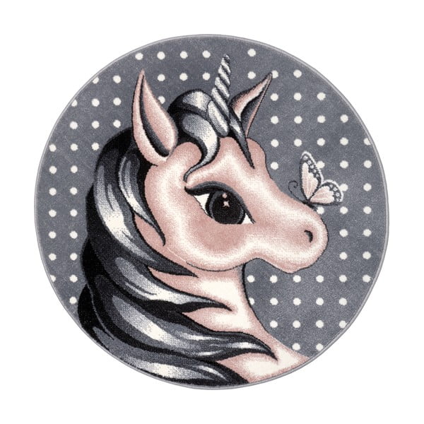 Tappeto grigio per bambini ø 80 cm Cute Unicorn - Hanse Home
