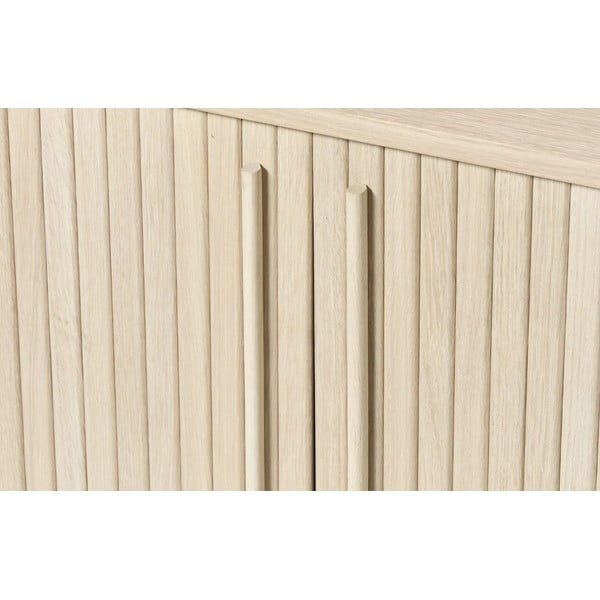 Cassettiera di colore naturale effetto rovere con porte scorrevoli 140x76x45 cm Meta – Unique Furniture-image-2