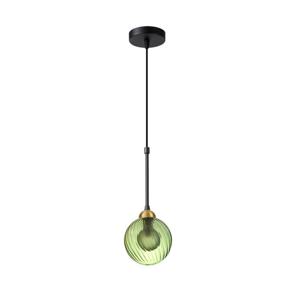 Lampadario verde con paralume in vetro ø 12 cm Twister – Squid Lighting