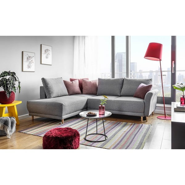 Divano letto angolare grigio chiaro, angolo sinistro Lovely Annie - Miuform-image-2