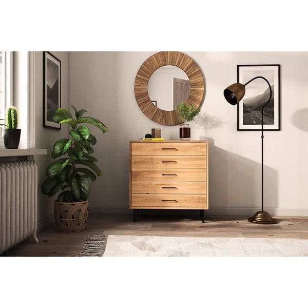 Cassettiera alta in legno di quercia in colore naturale 97x95 cm Abies - The Beds-image-4