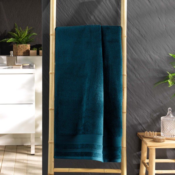 Asciugamano tipo terry blu scuro in cotone 70x130 cm Tendresse – douceur d'intérieur-image-2