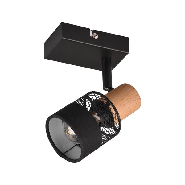 Lampada da parete in nero e naturale ø 7 cm Nandini - Trio-image-3