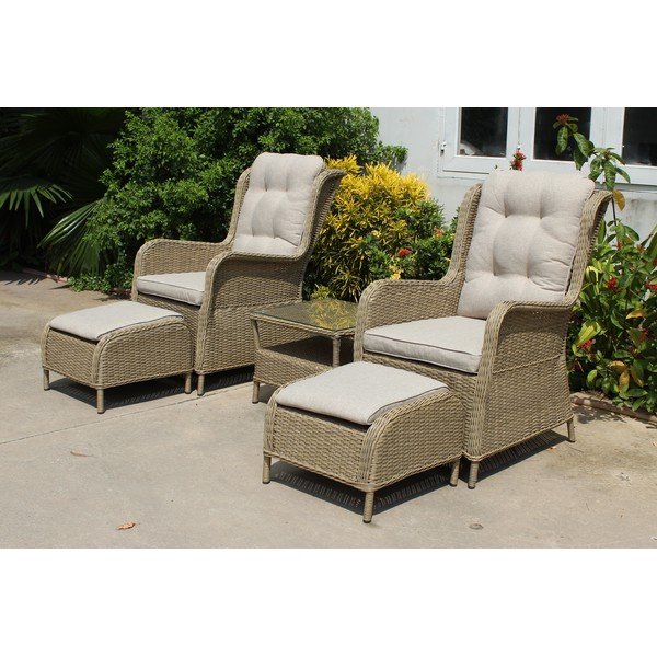 Set da giardino in rattan artificiale marrone chiaro 2 posti Valencia - Garden Pleasure-image-1