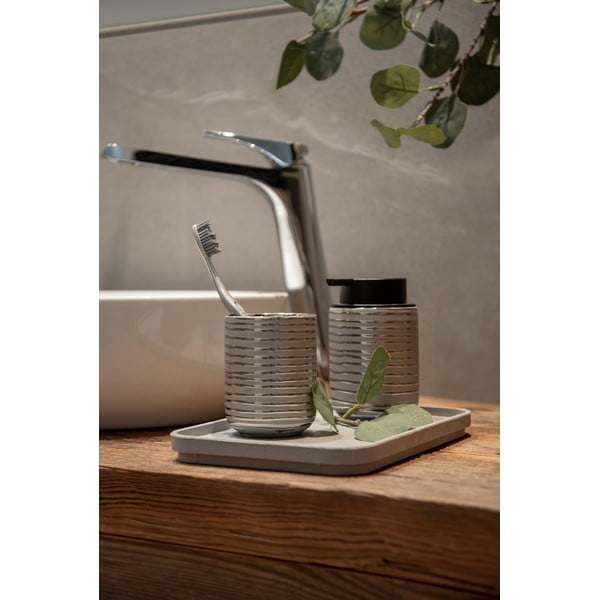 Dispenser di sapone in ceramica argento 0,28 l Vilalba - Wenko-image-1