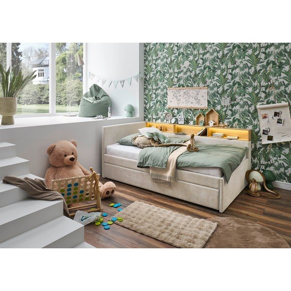 Letto da bambini con sponde beige con contenitore rete non inclusa 90x200 cm Uno – Meise Möbel-image-1