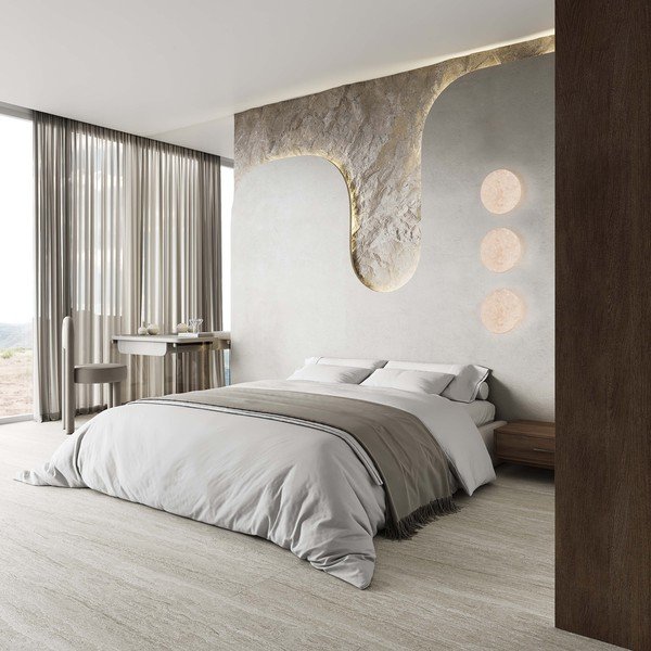 Lampada da parete LED bianco opaco in pietra con intensità regolabile Bobbin – Trio Select-image-1