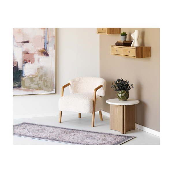 Poltrona color crema con rivestimento in bouclé Dakar – House Nordic-image-2