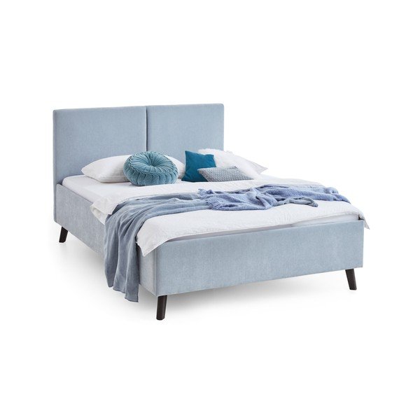 Letto matrimoniale imbottito azzurro con rete inclusa 140x200 cm Piano – Meise Möbel-image-3