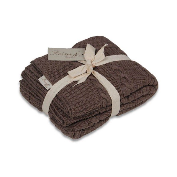 Copriletto in cotone marrone Carla, 130 x 170 cm - Homemania Decor-image-1