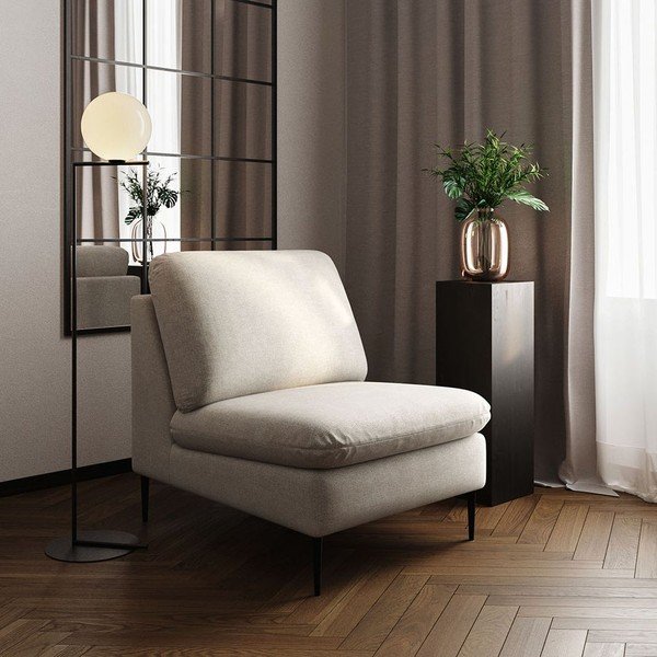 Poltrona beige rivestita in ciniglia Belle – Rodier-image-1