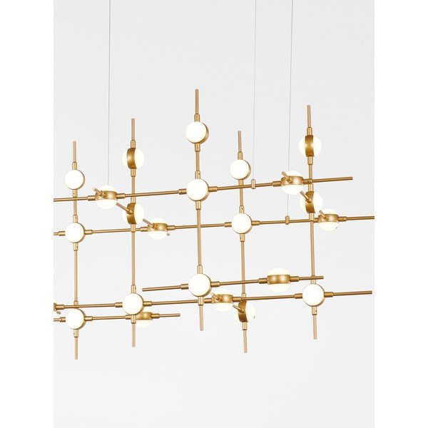 Lampadario LED dorato in metallo con paralume in vetro acrilico con intensità regolabile Atomo – Nova Luce-image-4