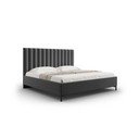 Letto matrimoniale imbottito grigio scuro con contenitore con griglia 200x200 cm Casey - Mazzini Beds