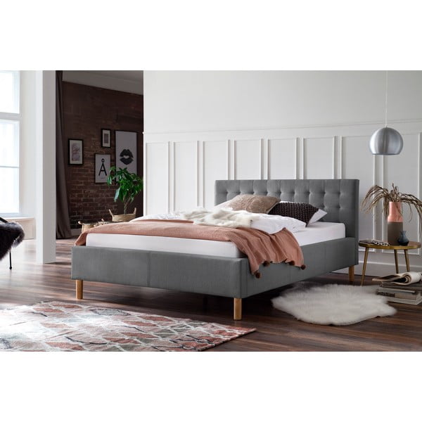 Letto singolo imbottito grigio chiaro rete non inclusa 120x200 cm Malin – Meise Möbel-image-1