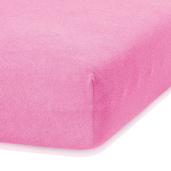 Lenzuolo elastico rosa scuro ad alto contenuto di cotone, 120/140 x 200 cm Ruby - AmeliaHome