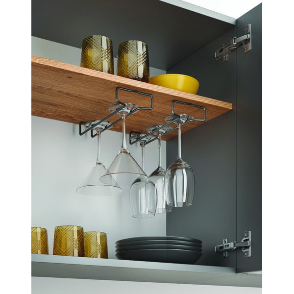 Set di 2 portabicchieri da vino in acciaio inox da parete Lava - Metaltex-image-1