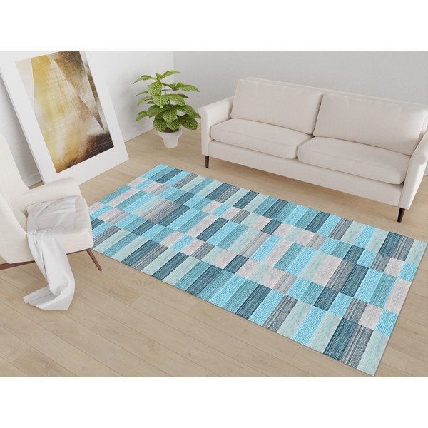 Tappeto blu lavabile 80x150 cm Hali – Vitaus-image-1