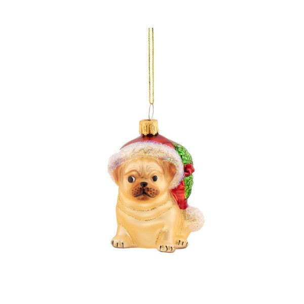 Decorazione per albero di natale in vetro 6 cm Festive Pug – Sass & Belle