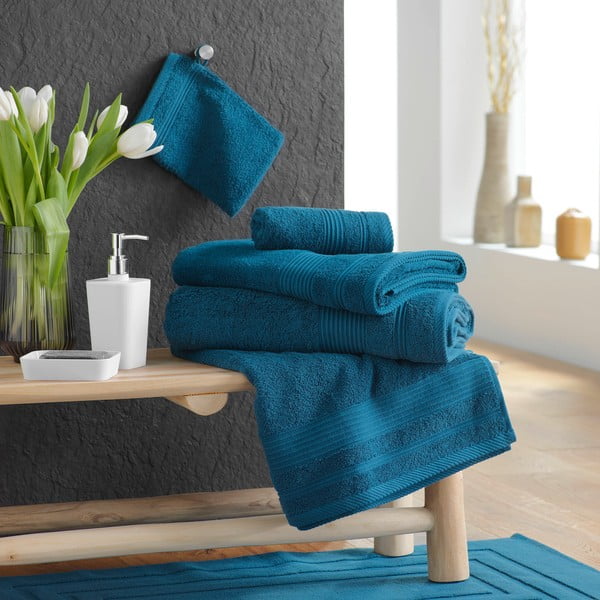 Asciugamano in spugna di cotone blu scuro 50x90 cm Tendresse - douceur d'intérieur-image-3