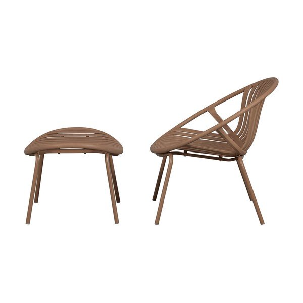 Sedia da giardino con poggiapiedi rosa in plastica Bruce – WOOOD-image-2