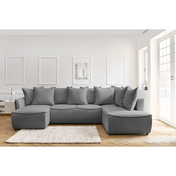 Divano letto angolare grigio chiaro (angolo destro) Leon - Bobochic Paris-image-1