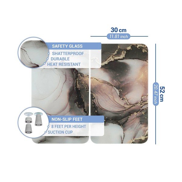 Set di copri fornelli in vetro temperato 2 pz 52x30 cm Abdeckplatte  – Wenko-image-4