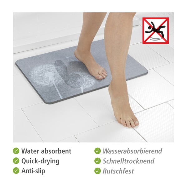 Tappetino da bagno grigio in terra di diatomee 39x60 cm Astera - Wenko-image-4