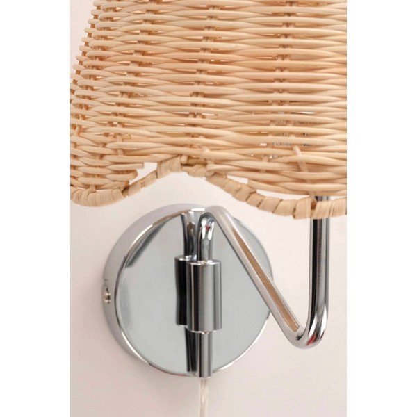 Lampada da parete argentata/di colore naturale in bambù con alimentazione a corrente Strå – Jotex-image-3