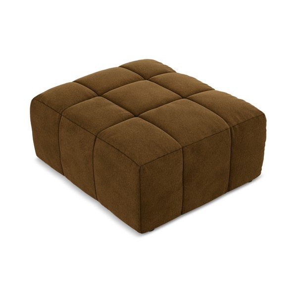 Poggiapiedi color senape con rivestimento in velluto Aloha – Makamii-image-2