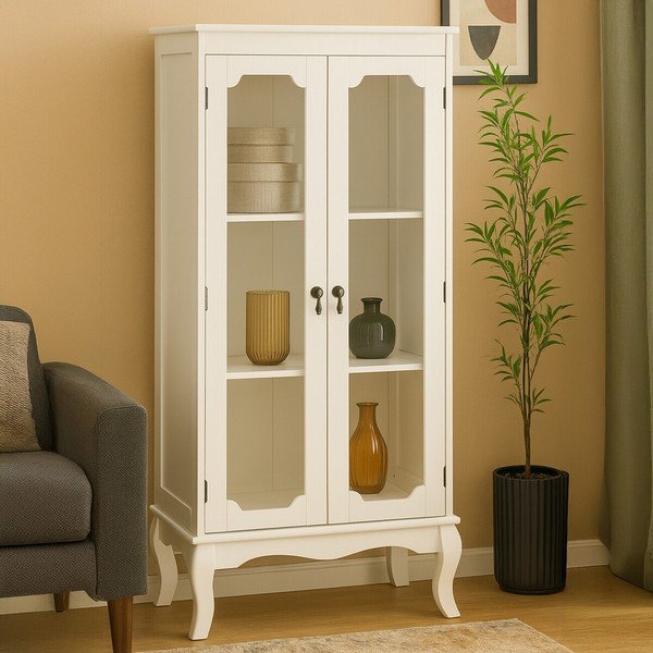 Vetrina bianca 58x131x32 cm Marcella – Premier Housewares-image-1