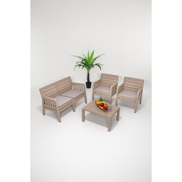 Set da giardino beige per 4 persone Lara - Floriane Garden-image-1