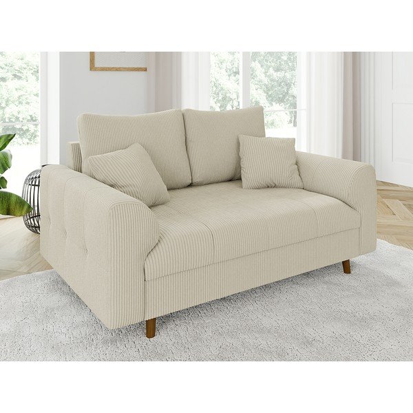 Divano beige con rivestimento in velluto a coste 150 cm Ariella – Ropez-image-3